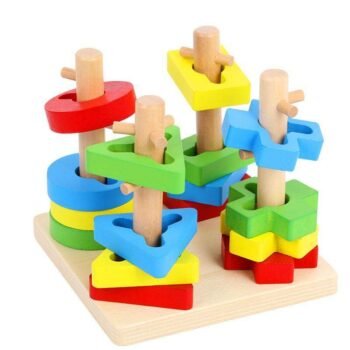 Wooden Four-Column Geometric Sorter