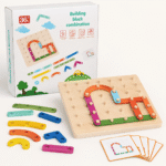 Wooden Building Block Combination Puzzle – 60 Pattern Activity Set