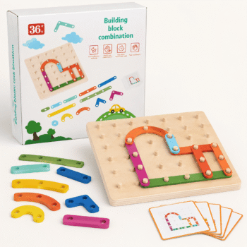 Wooden Building Block Combination Puzzle – 60 Pattern Activity Set