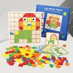 120-Piece Wooden Mosaic Puzzle Pattern Block Set
